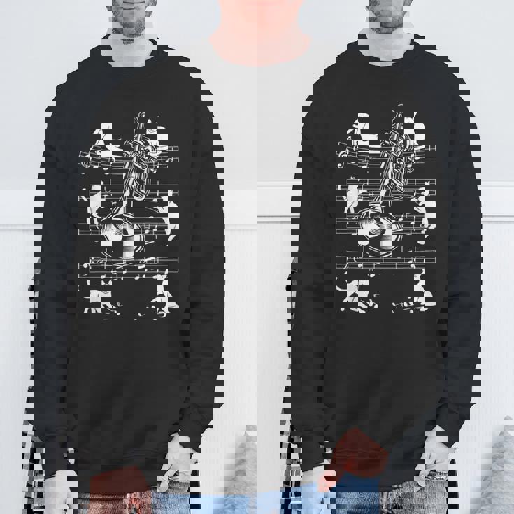猫好きのトランペット奏者のためのトランペット猫 スウェットシャツ 高齢者への贈り物