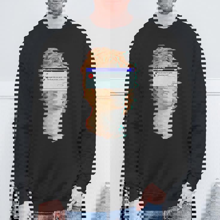 現実は曲がっている。エラーポップアップ付きの美的ギリシャ像 スウェットシャツ 高齢者への贈り物