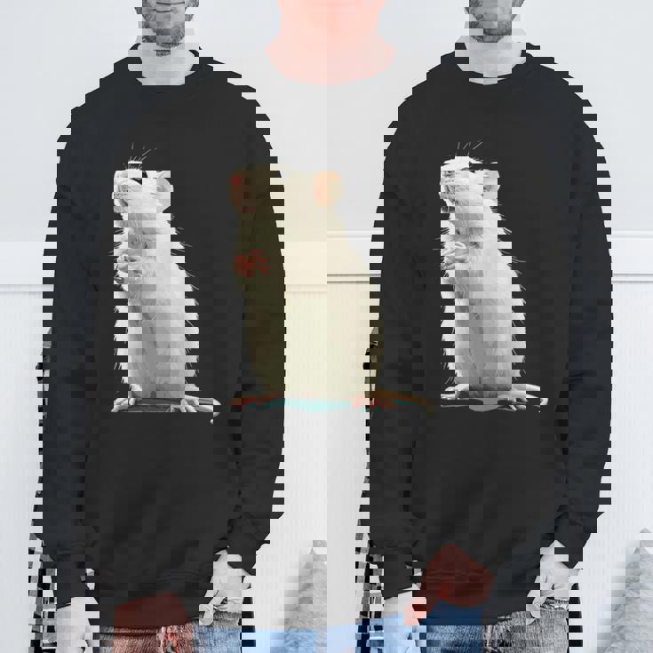 白いネズミが好きな人のための面白い見た目の白いネズミ スウェットシャツ 高齢者への贈り物