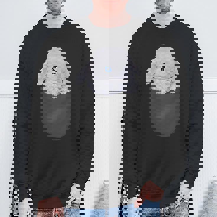 白毛 兎 うさぎ ポケット スウェットシャツ 高齢者への贈り物