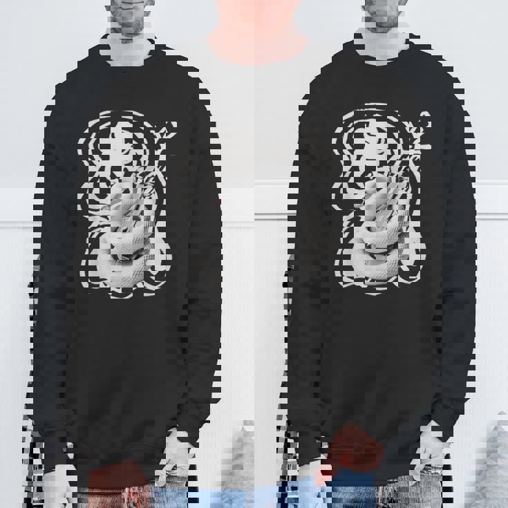 白蛇と弁財天 和風神秘デザイン 蛇と楽器モチーフ スウェットシャツ 高齢者への贈り物