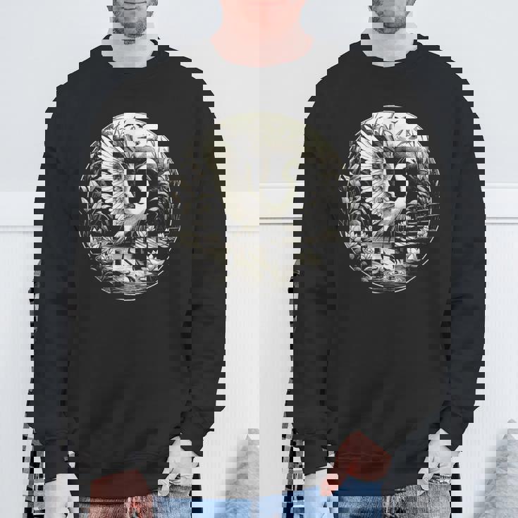 白鷺シーンのグラフィック アート デザイン スウェットシャツ 高齢者への贈り物