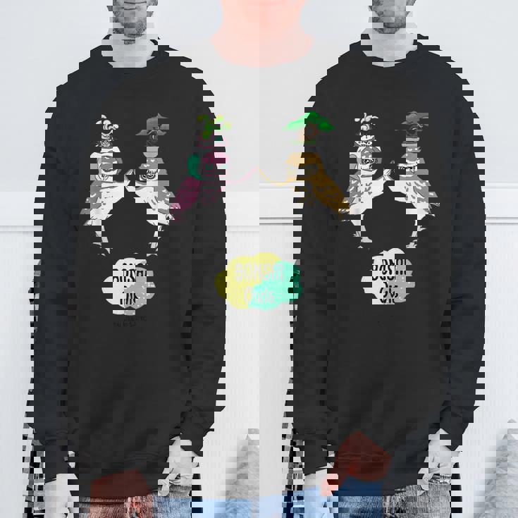 盆栽フクロウと宇宙盆栽フクロウ スウェットシャツ 高齢者への贈り物