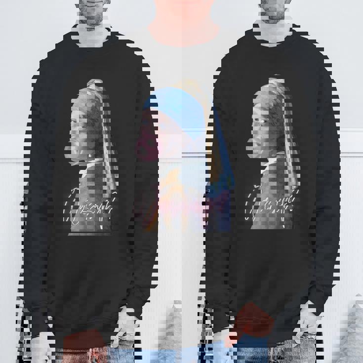 真珠の耳飾りの少女 フェルメール 面白い オルタード アート Wassup スウェットシャツ 高齢者への贈り物