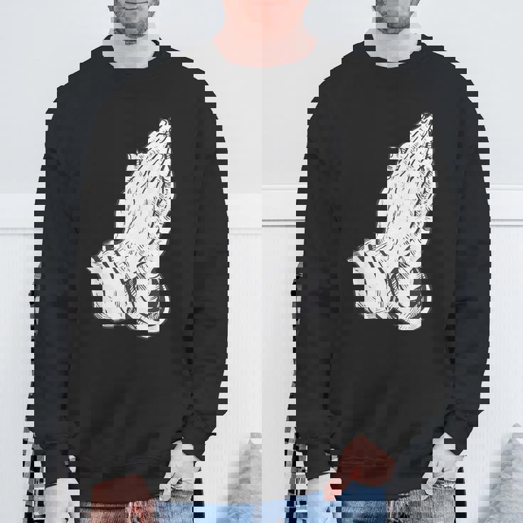 祈るイエスの手 スウェットシャツ 高齢者への贈り物