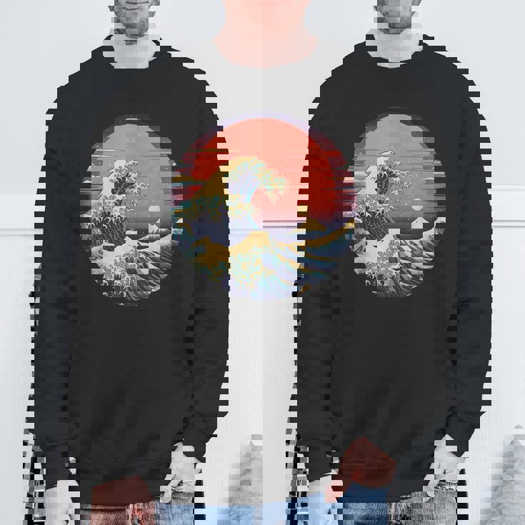 神奈川沖浪裏 葛飾北斎の 冨嶽三十六景 神奈川沖浪裏 富士山 レトロ ヴェイパーウェイヴ スウェットシャツ 高齢者への贈り物