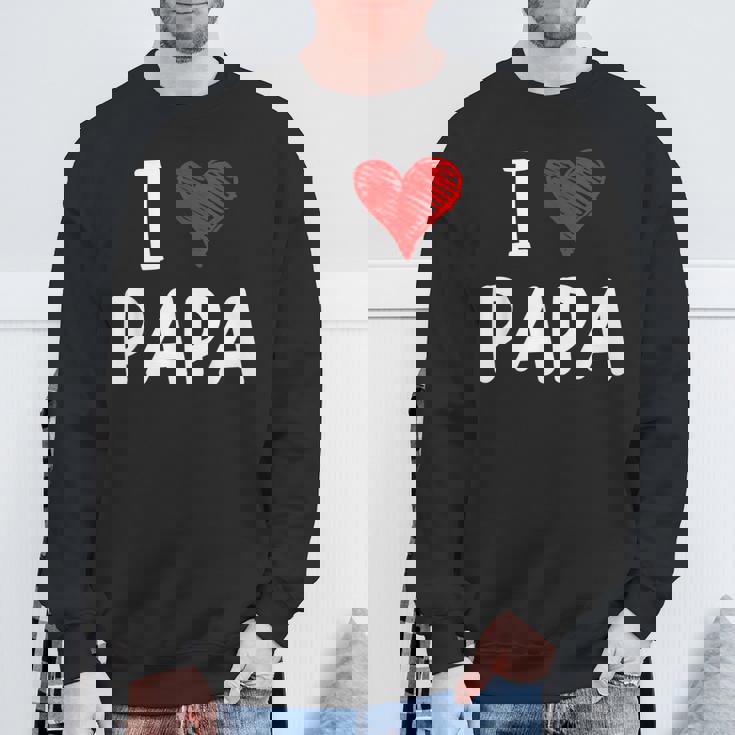 私はパパ 最高 お父さん 父 息子 娘 衣装 ハートが大好きです I Love Papa スウェットシャツ 高齢者への贈り物