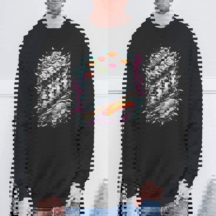 稲妻と閃光の寿司ティー 日本料理 スウェットシャツ 高齢者への贈り物