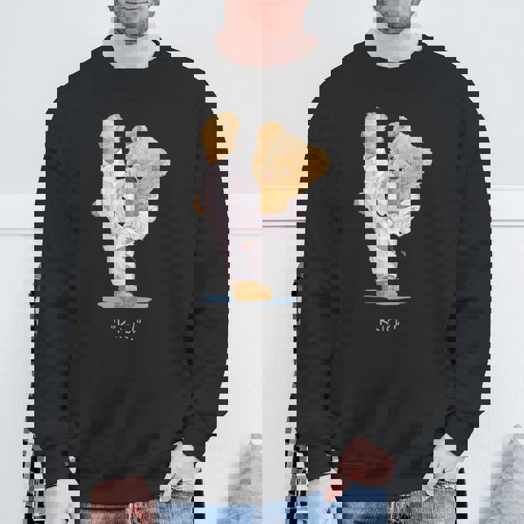 空手 子供用 テディベア テコンドー ボーイズ メンズ スウェットシャツ 高齢者への贈り物