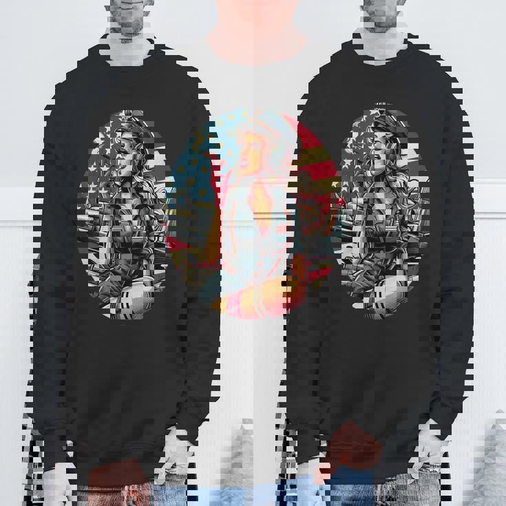 第二次世界大戦 爆撃機 葉巻 喫煙 ピンナップガール スウェットシャツ 高齢者への贈り物