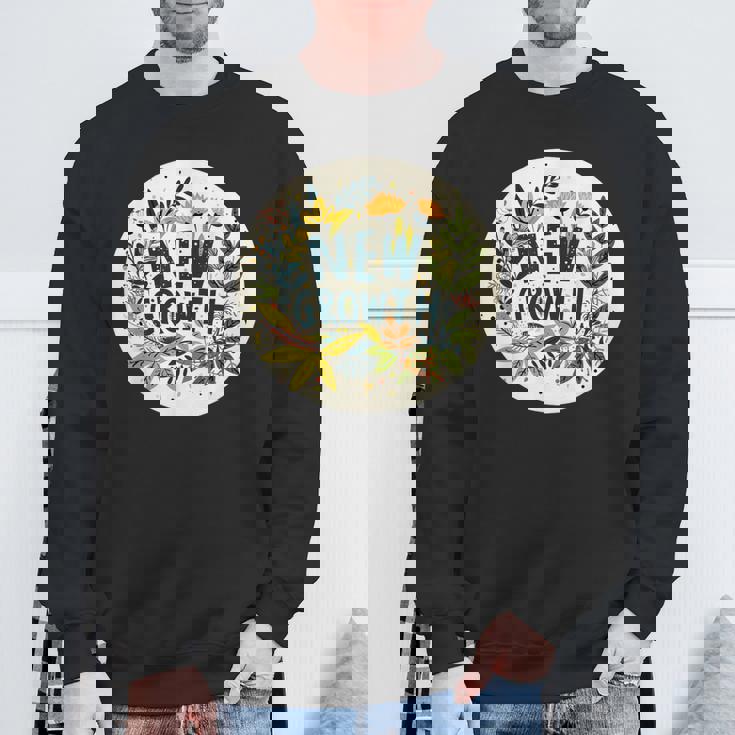 素敵な黄色い花と春の植物のための新しい成長スピーチ スウェットシャツ 高齢者への贈り物