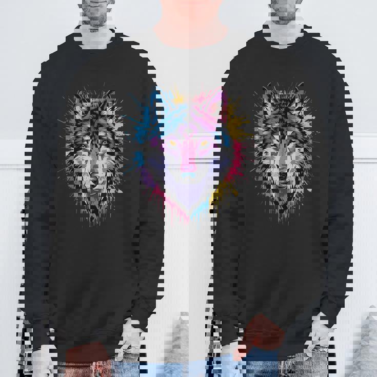 素晴らしいオオカミの頭の色彩。 スウェットシャツ 高齢者への贈り物