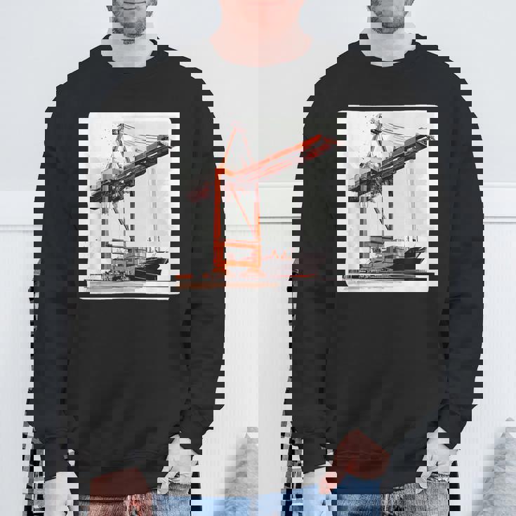 素晴らしいポートクレーン コンテナ船コスチューム スウェットシャツ 高齢者への贈り物