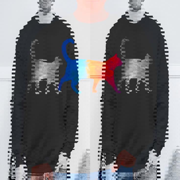 美的シルエット芸術的水彩猫 スウェットシャツ 高齢者への贈り物