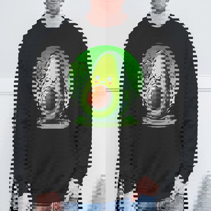 聖パトリックの日 アボカド 幸運の四つ葉のクローバー スウェットシャツ 高齢者への贈り物