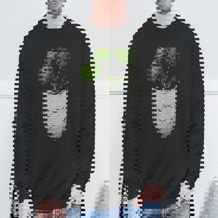 胸ポケットにモンステラ スウェットシャツ 高齢者への贈り物