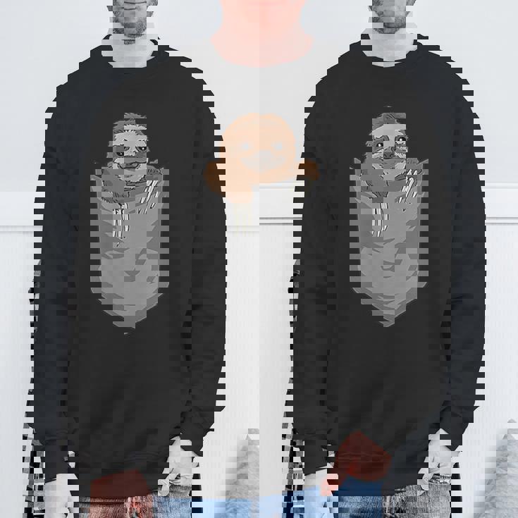 胸ポケットのナマケモノ 面白いナマケモノ スウェットシャツ 高齢者への贈り物