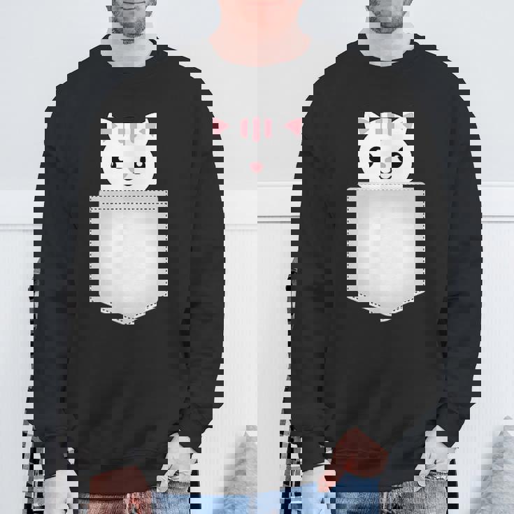 胸ポケットの猫 スウェットシャツ 高齢者への贈り物