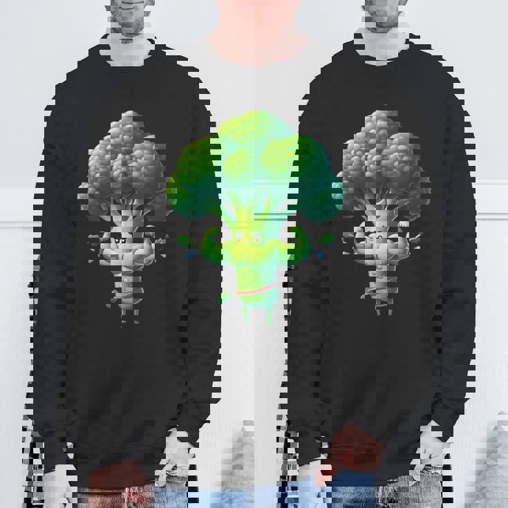 腹筋付き筋肉ブロッコリー スウェットシャツ 高齢者への贈り物