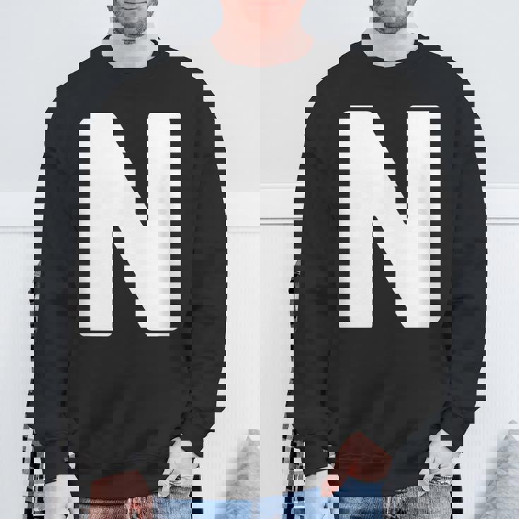 英文字 N 大文字 アルファベット モノグラム イニシャル スウェットシャツ 高齢者への贈り物