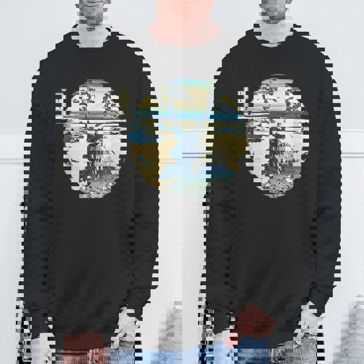 葛飾 北斎 信州諏訪湖 有名なヴィンテージアート スタイリッシュ スウェットシャツ 高齢者への贈り物