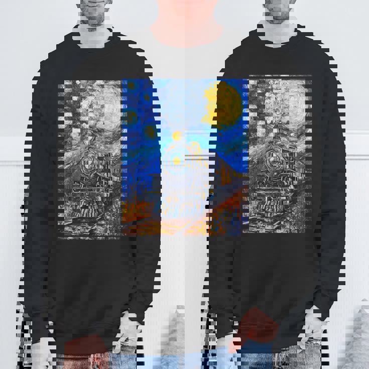 蒸気機関 蒸気機関車 ヴィンテージ ゴッホ 機関車 列車 スウェットシャツ 高齢者への贈り物