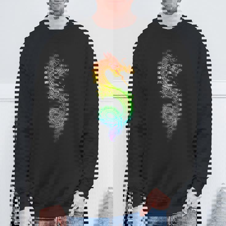 虹と中国の龍 スウェットシャツ 高齢者への贈り物