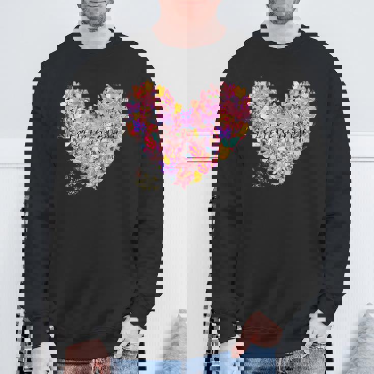 蝶 ハート かわいい 庭 スウェットシャツ 高齢者への贈り物