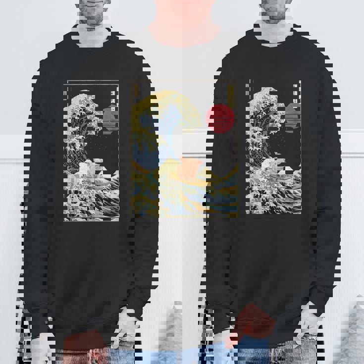 豚 神奈川 波 おもしろ サーフ 動物 スウェットシャツ 高齢者への贈り物