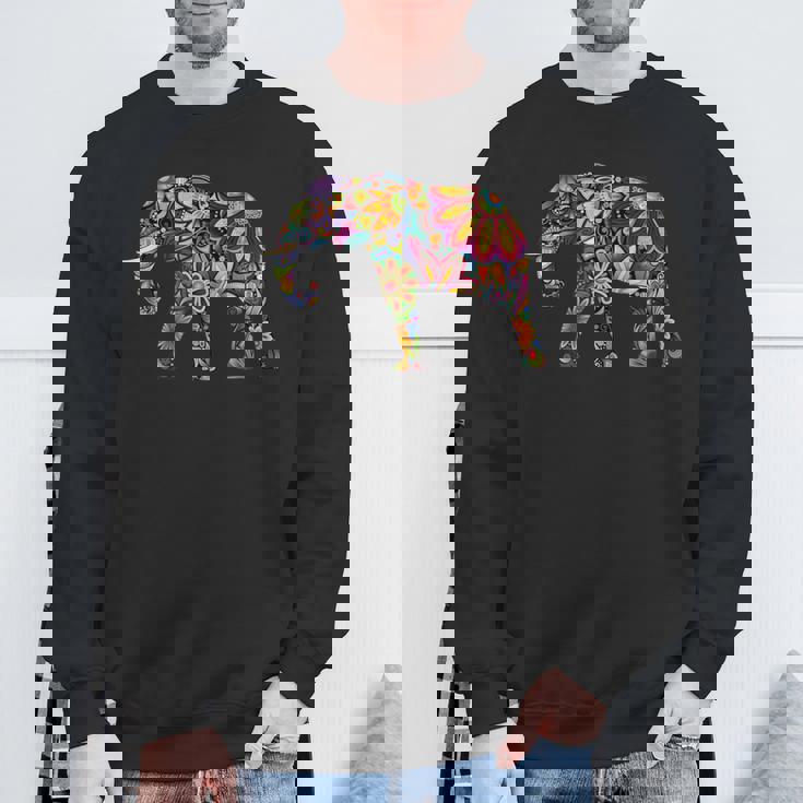 象 カラフル 象 絵画 レディース メンズ スウェットシャツ 高齢者への贈り物