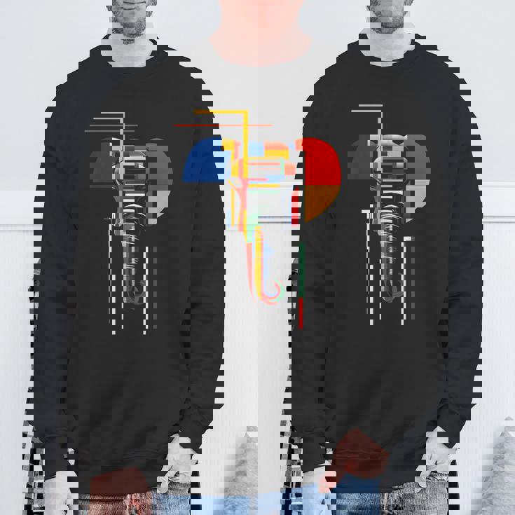 象 抽象 動物 アート 幾何学模様 グラフィック 象 スウェットシャツ 高齢者への贈り物