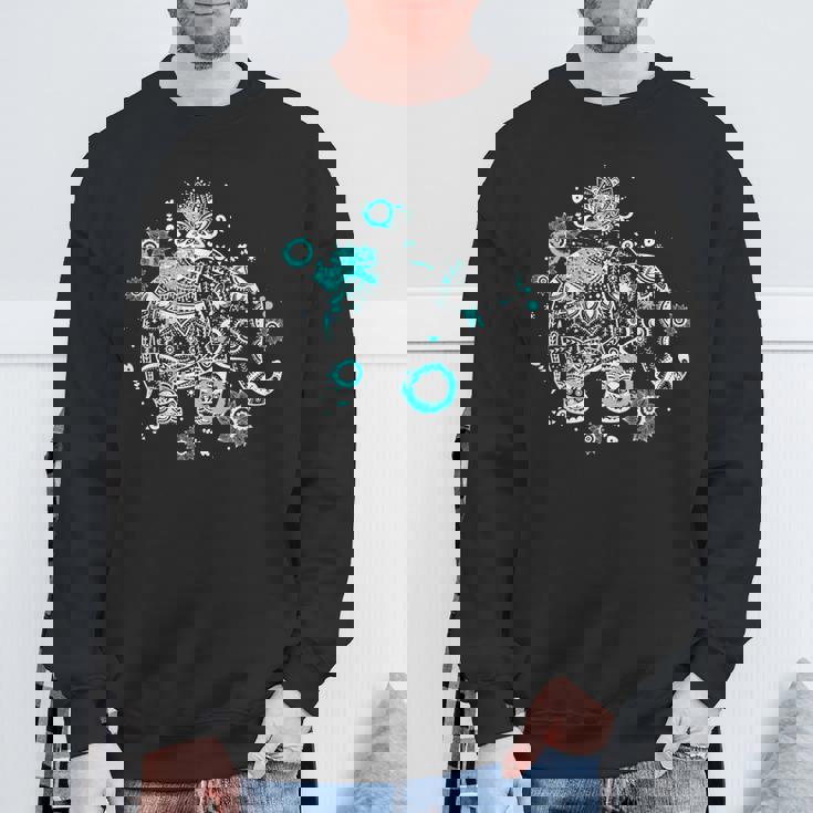 象のギフト タイアート 幸運のタイ ビンテージグラフィック スウェットシャツ 高齢者への贈り物