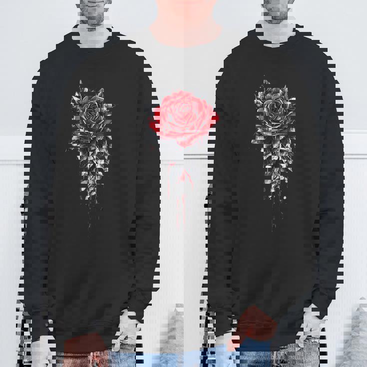 赤いバラ 花 ボタニスト 庭 花 バラ スウェットシャツ 高齢者への贈り物