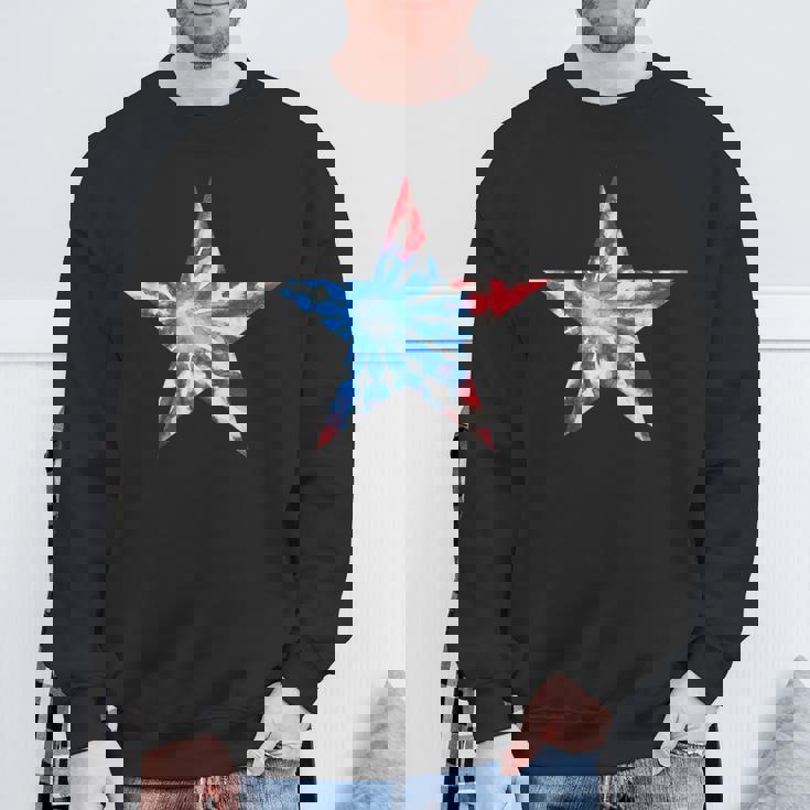 赤白と青 タイダイ 星 スウェットシャツ 高齢者への贈り物