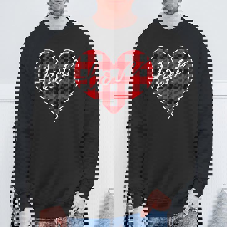 赤黒チェックハート「Love」 スウェットシャツ 高齢者への贈り物