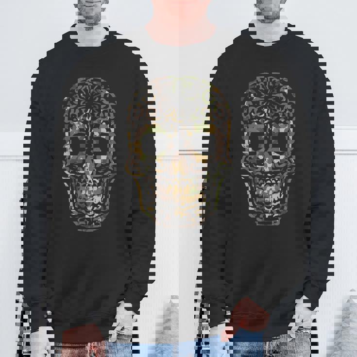 迷彩柄 シュガースカル カラベラ Dia De Muertos メキシカンハロウィン スウェットシャツ 高齢者への贈り物