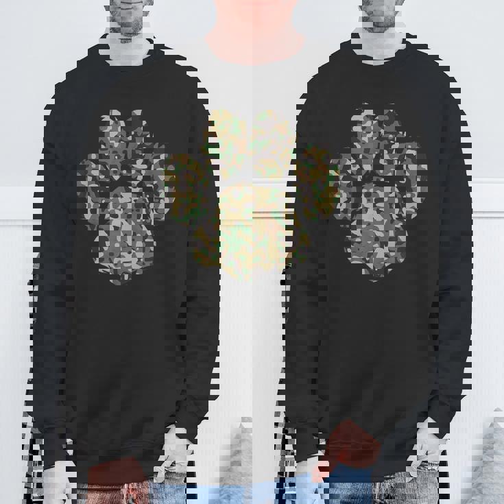 迷彩犬の足跡プリント アーミー犬 父親 スウェットシャツ 高齢者への贈り物