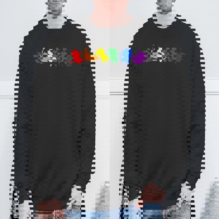 遊び好きなレインボーキャット Lgbtq プライド 楽しい スウェットシャツ 高齢者への贈り物