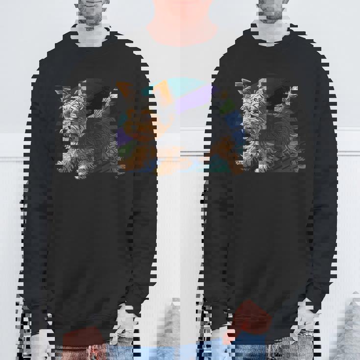 遊び心のあるヨークシャーテリア犬 ポップアート 誇り高きヨーキーオーナーズ スウェットシャツ 高齢者への贈り物