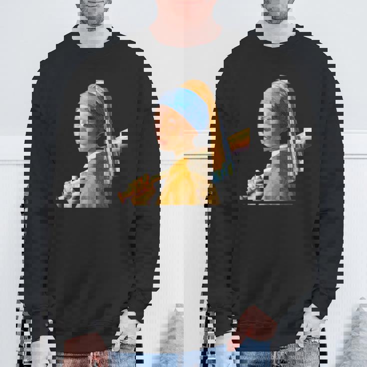 野球 面白いtシャツ フェルメール ベースボール おもしろ 服 ネタ メンズ 野球部 おもしろグッズ 子供 スウェットシャツ 高齢者への贈り物