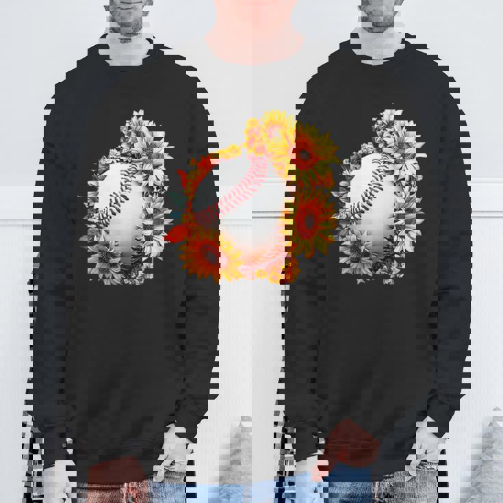 野球 面白いtシャツ ベースボール おもしろ ひまわり 花柄 服 ネタ メンズ 野球部 おもしろグッズ 子供 スウェットシャツ 高齢者への贈り物