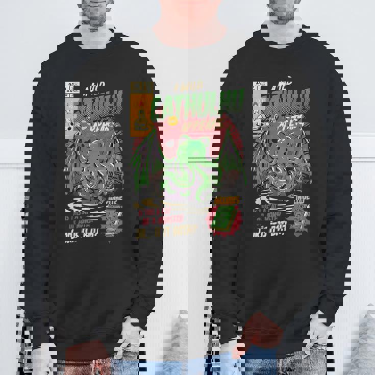 野生のカトゥルフが現れる猫か怪物か変な猫-クトゥルフ スウェットシャツ 高齢者への贈り物