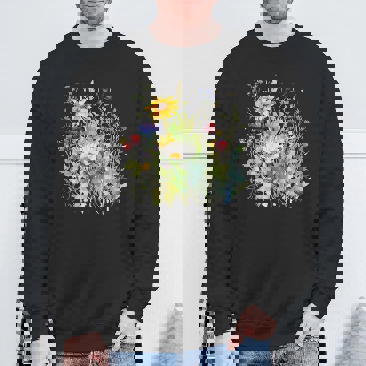 野生の花 ボタニカル 花 自然 ヴィンテージ フローラル グラフィック スウェットシャツ 高齢者への贈り物