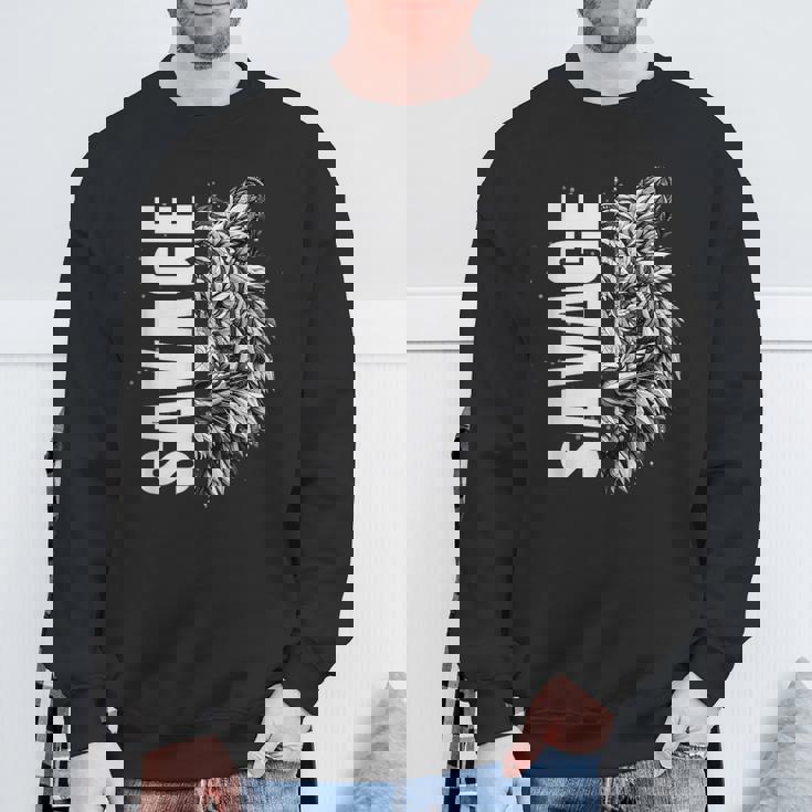 野蛮な虎 野生動物 遊び心のあるグラフィックプリント スウェットシャツ 高齢者への贈り物