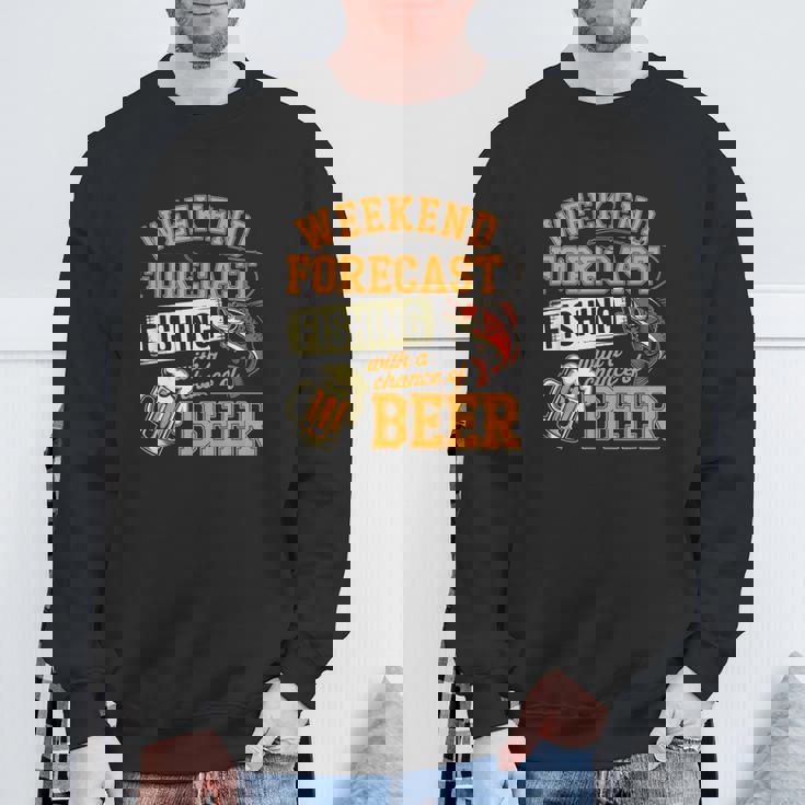 釣り人のための面白い釣りとビールの週末予報 スウェットシャツ 高齢者への贈り物