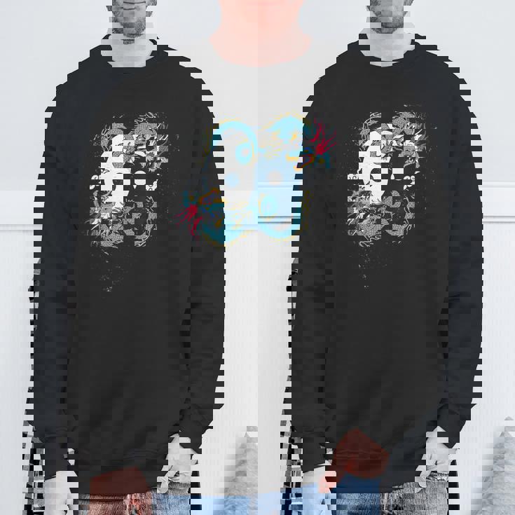 陰陽 太極竜デザイン 瞑想用 太極拳 スウェットシャツ 高齢者への贈り物