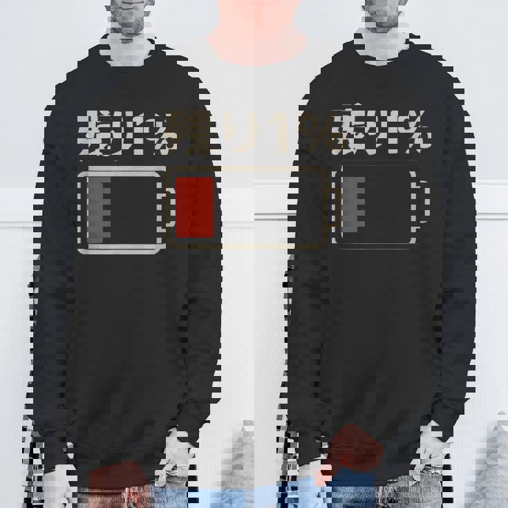 電池【残り1】バッテリー 電池切れ おもしろ 面白い ギャグ ネタ ウケ狙い 笑える ユーモア お笑い 個性的な スウェットシャツ 高齢者への贈り物