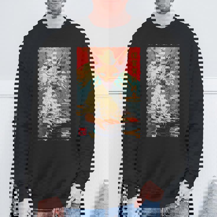 面白い かわいい 和食 アニメ アート スフィンクス 猫 寿司 シェフ スウェットシャツ 高齢者への贈り物