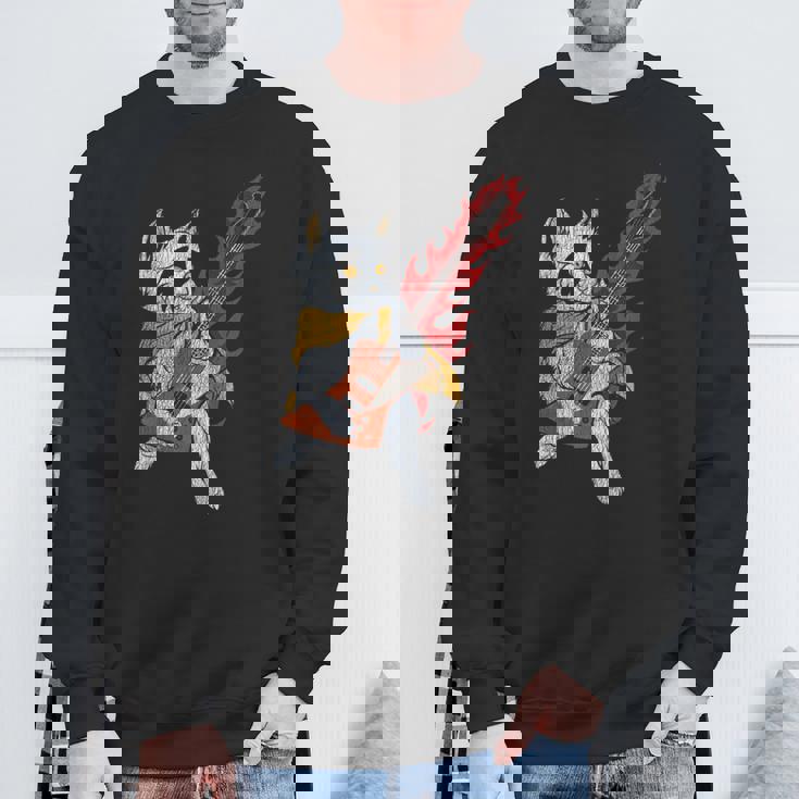 面白い ベースシスト 猫 ギフト ファイヤー 楽器 ベース ギター スウェットシャツ 高齢者への贈り物