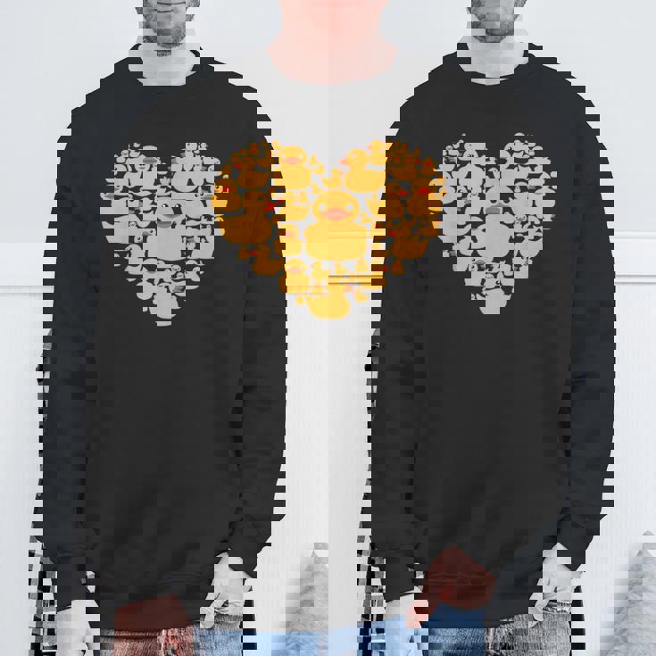 面白い ラバーダック ギフト メンズ レディース クールラバー アヒル ハート スウェットシャツ 高齢者への贈り物